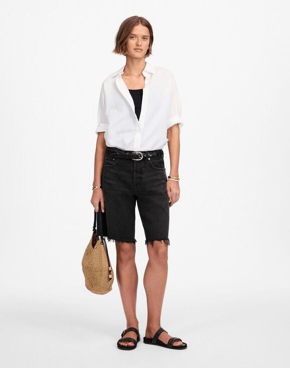 Madewell Pants - Madewell Pasco Black Rigid Denim The Essex Long Baggy Shorts Women's Size 31